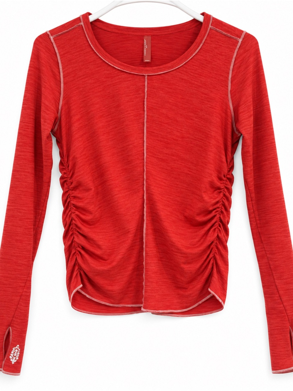 FP Movement by Free People Red Ruched Long-Sleeve Tee